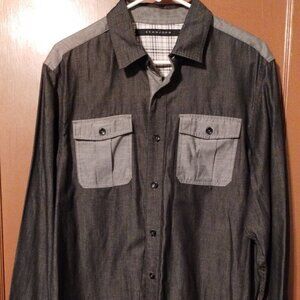 Sean John Button Up LONG SLEEVE Shirt Men’s Size LARGE L Black White GRAY Y2K
